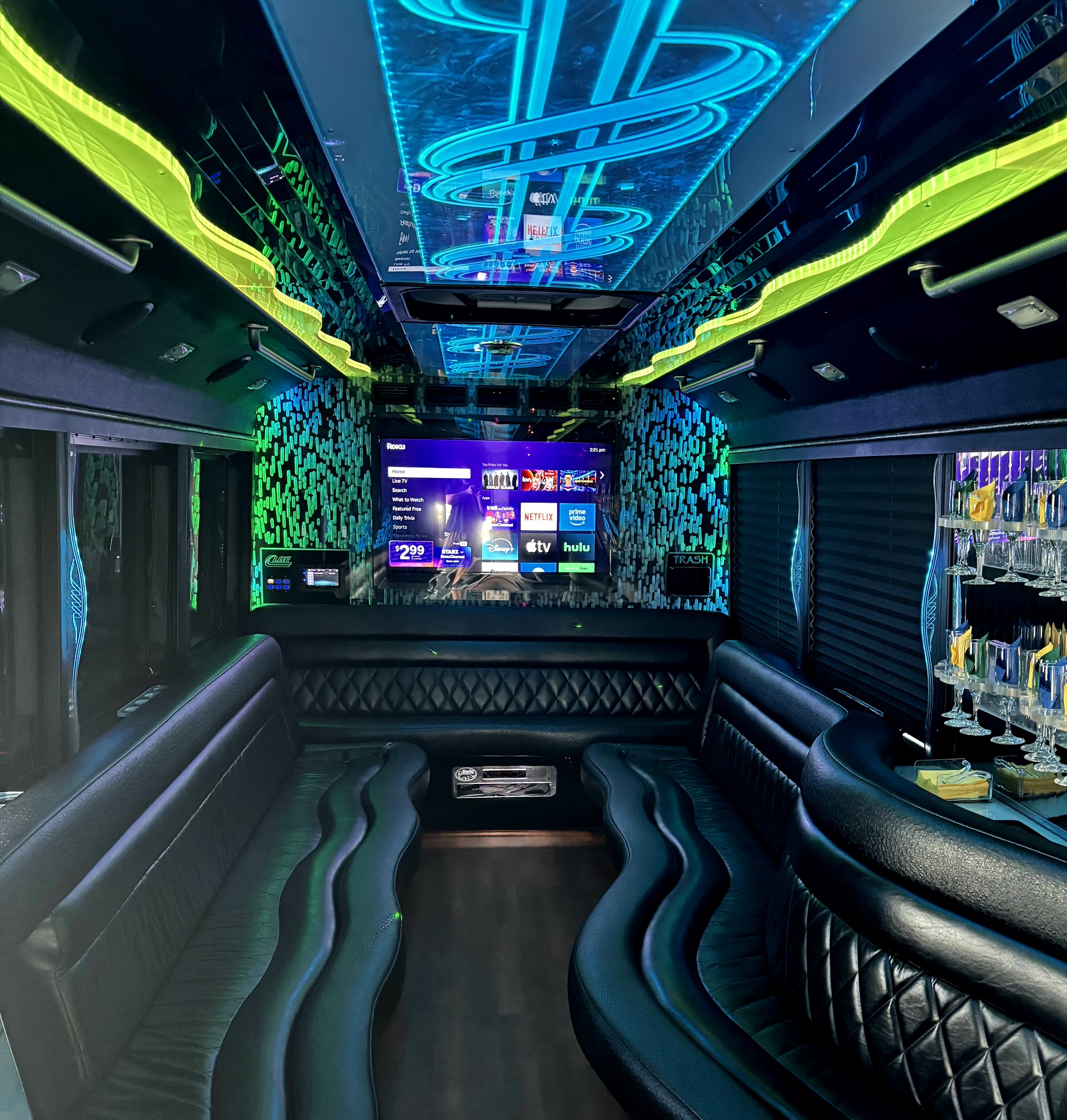 18-24 Passenger Luxury Party Bus PB1 - Limo Service Charlotte, NC